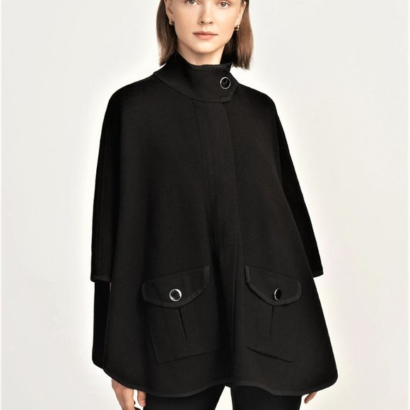 Anne Klein Jackets & Blazers - Anne Klein Zip Front Knit Cape With Pockets Black New With Tags